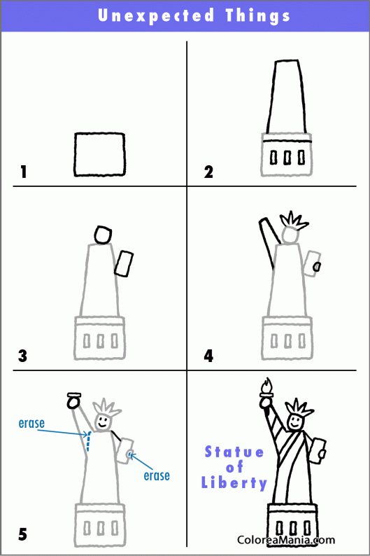 Colorear cmo dibujar la Estatua de la Libertad