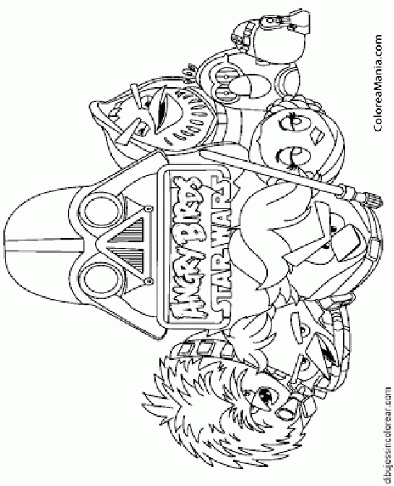 Colorear Angry Birds StarWars (Angry Birds), dibujo para colorear gratis Colorear Angry Birds StarWars (Angry Birds), dibujo para colorear gratis