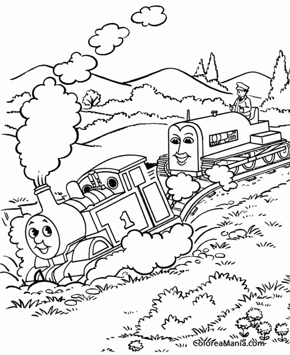 Colorear Thomas fuera de la va del tren