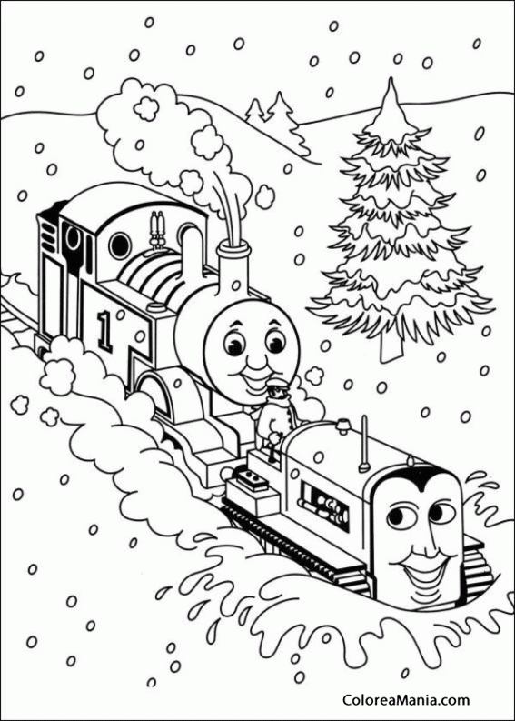 Colorear Thomas en Navidad