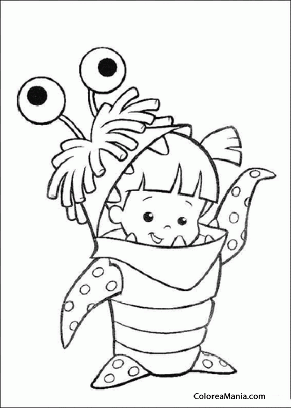 Colorear Boo, con su disfraz (Monstruos .), dibujo para colorear gratis