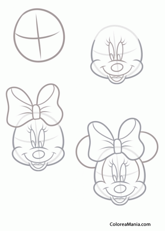 Colorear Como dibujar a Minnie Mouse 2