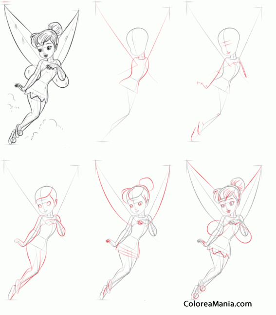 Colorear Campanilla, de Peter Pan 2 (Cómo dibujar personajes), dibujo para  colorear gratis