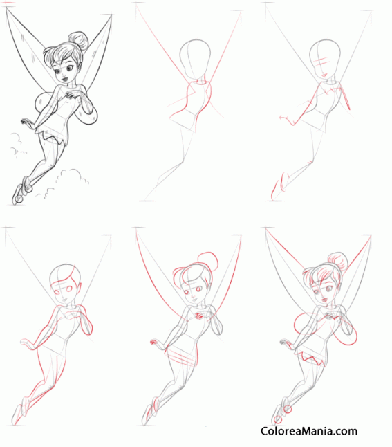 Colorear Campanilla, de Peter Pan 2 (Cómo dibujar personajes), dibujo para colorear gratis Colorear Campanilla, de Peter Pan 2 (Cómo dibujar personajes), dibujo para colorear gratis