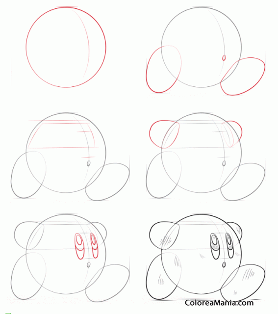 Colorear Dibujar a Kirby (Aprendiendo a dibujar), dibujo para colorear  gratis