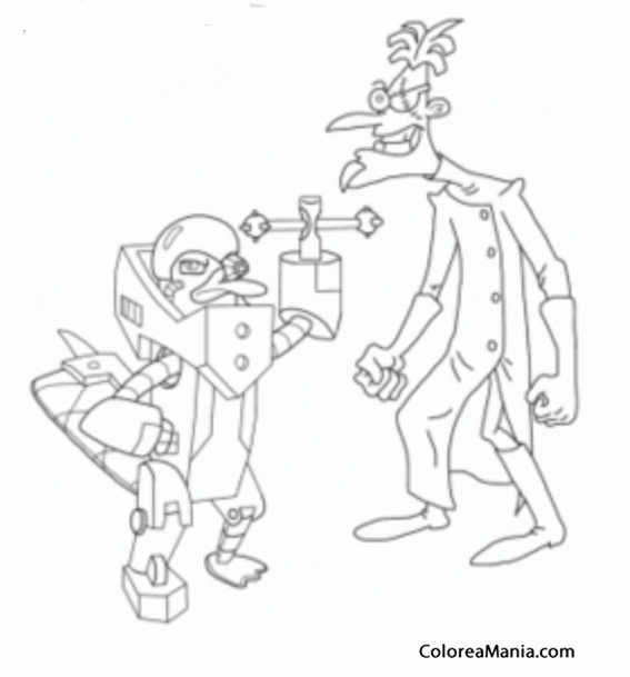 Colorear Heinz Doofenshmirtz y Perry el espa