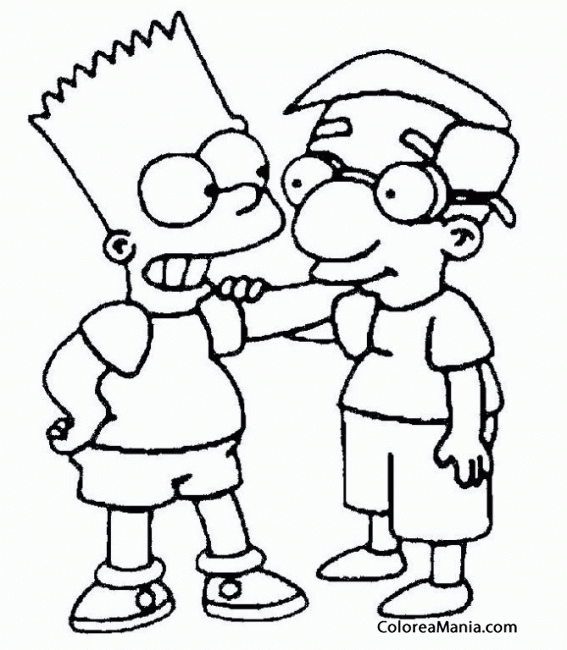 Colorear Bart y Milhouse