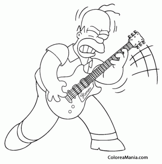 Colorear Homer toca la guitarra