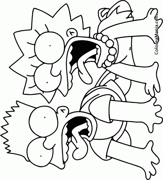 Colorear Lisa y Bart gritando