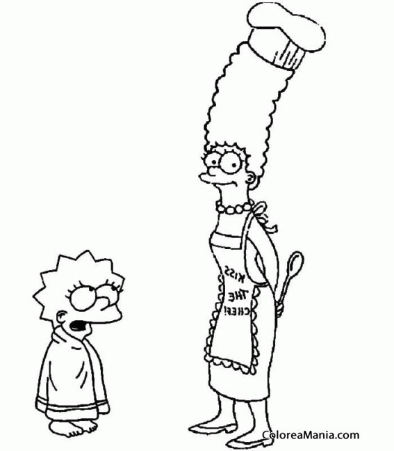 Colorear Marge Simpson cocinera