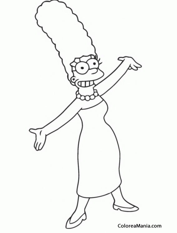 Colorear Marge Simpson 2 (Los Simpsons), dibujo para colorear gratis