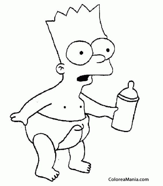 Colorear Bart se pequeito con paal y bibern