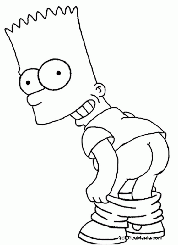 Colorear Bart nos enseña el trasero (Los Simpsons), dibujo para colorear  gratis