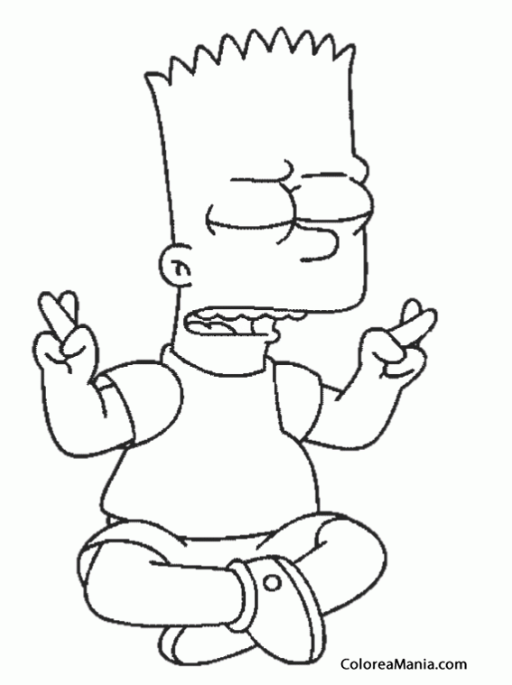 Colorear Bart est meditando