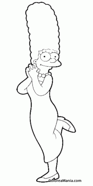 Colorear Marge Simpson, levanta un pie