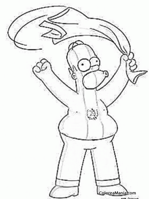 Colorear Homer se saca la camisa