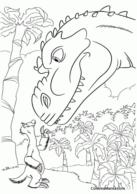 Colorear Sid convence al dinosaurio