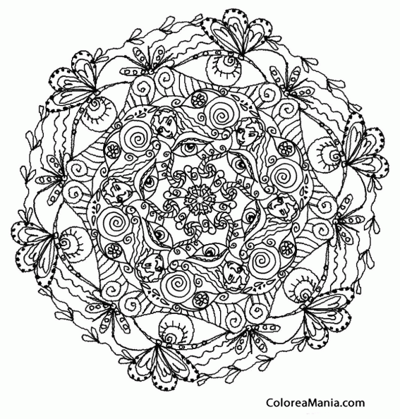  Colorear Mandala difícil   (Mandalas), dibujo para colorear gratis