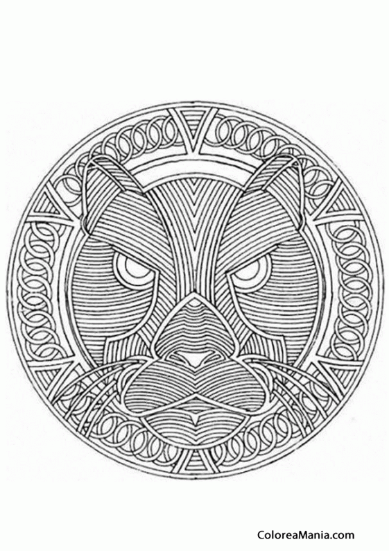 Colorear Mandala puma