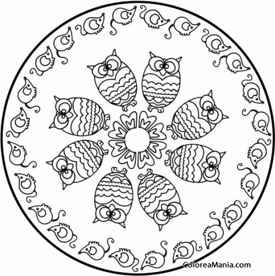 Colorear Mandala animales