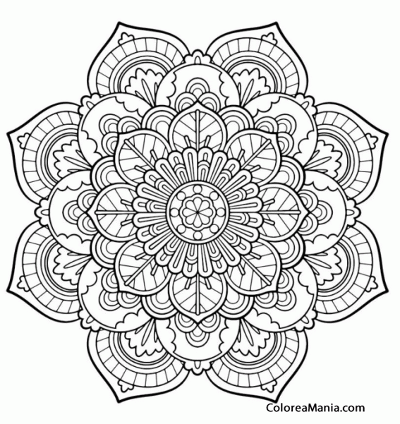 doble esta Búsqueda Colorear Mandala pétalos (Mandalas), dibujo para colorear gratis