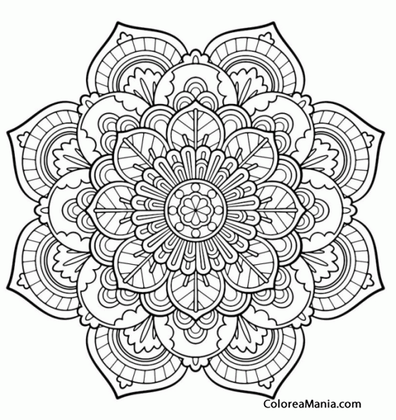 Colorear Mandala ptalos