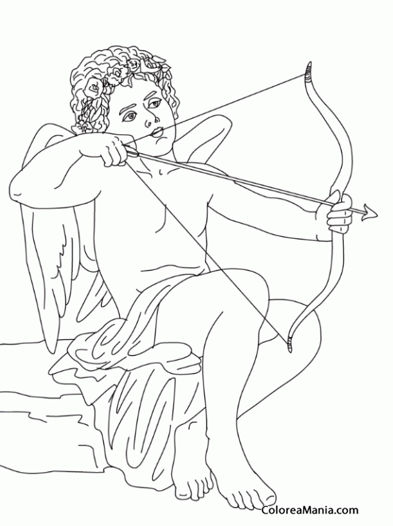 Colorear Dios Eros (Mitología Griega), dibujo para colorear gratis