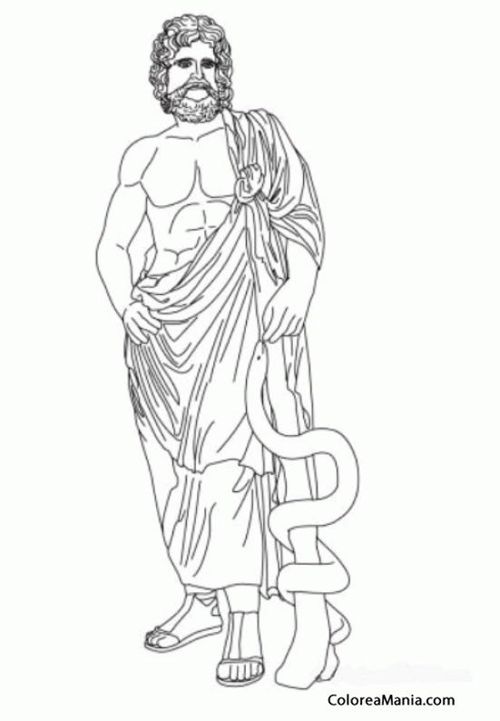 Colorear Asclepio (Esculapio para los romanos)