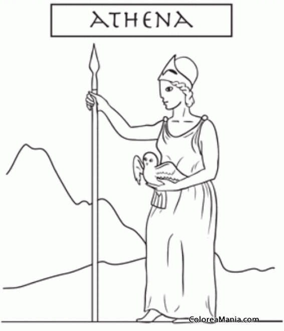 Colorear Atenea 3 (Mitología Griega), dibujo para colorear gratis