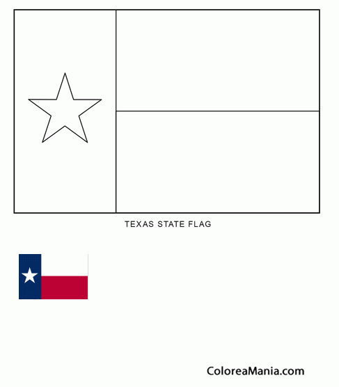 Colorear Texas (estado de .) (Banderas de paises), dibujo para colorear gratis