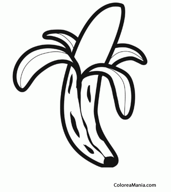 Colorear Plátano a medio pelar 2 (Frutas), dibujo para colorear gratis