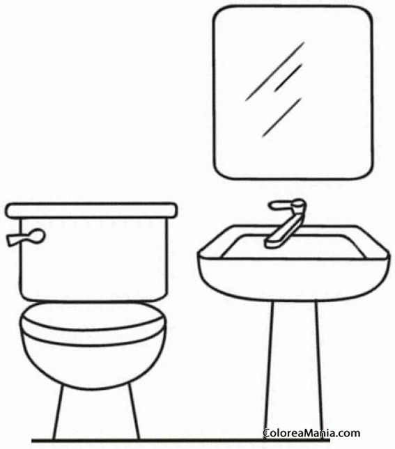 Colorear Muebles del baño (El baño), dibujo para colorear gratis Colorear Muebles del baño (El baño), dibujo para colorear gratis