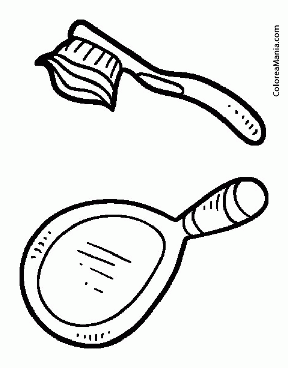 Colorear Cepillo de dientes y espejo