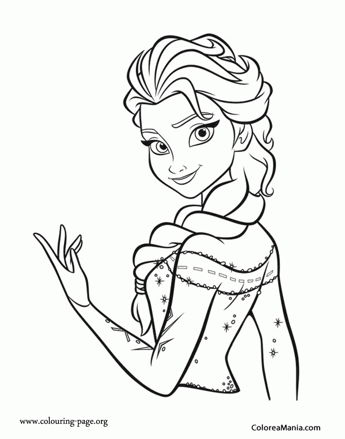 Colorear Elsa y su castillo (Frozen), dibujo para colorear gratis