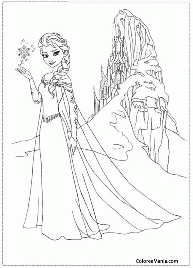 Colorear Elsa y su castillo 2