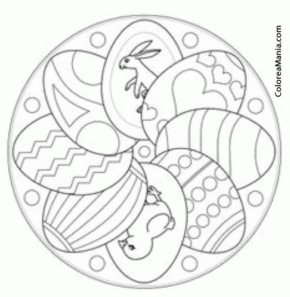 Colorear Mandalas Pascua. 8 huevos