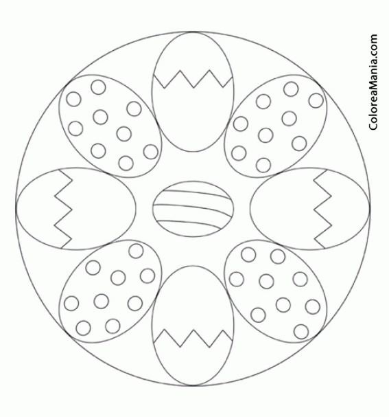 Colorear Mandalas Pascua, 8 huevos 2