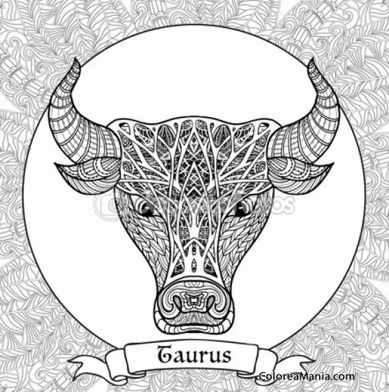 Colorear Tauro . Taureau. Taurus. Toro 12