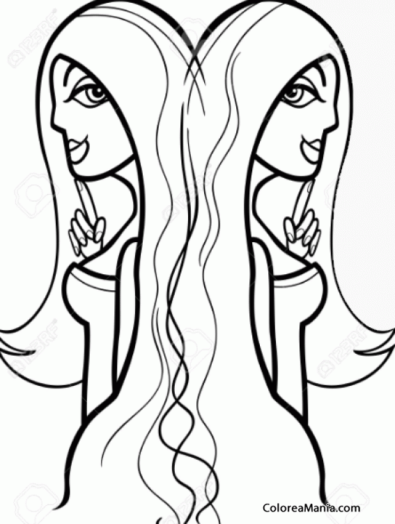 Colorear Gminis. Gmeaux. Gemini. Gemelli 5