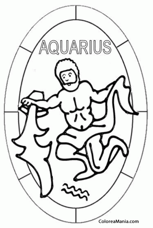 Colorear Acuario. Verseau . Aquarius