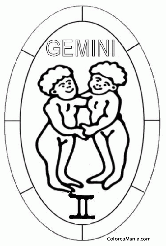 Colorear Gminis. Gmeaux. Gemini. Gemelli 11