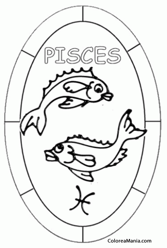 Colorear Piscis. Poissons . Pisces. Pesci