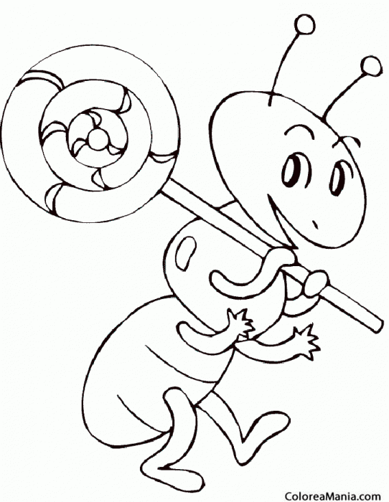 Colorear Hormiga con una piruleta