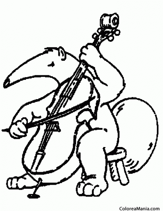 Colorear Oso Hormiguero tocando el violn