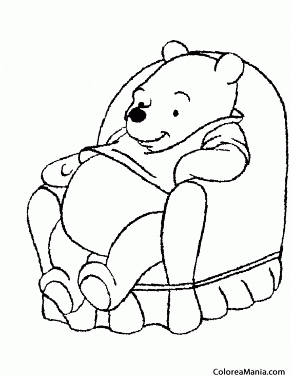 Colorear Winnie en el sofa (Animales de la Selva), dibujo para colorear  gratis