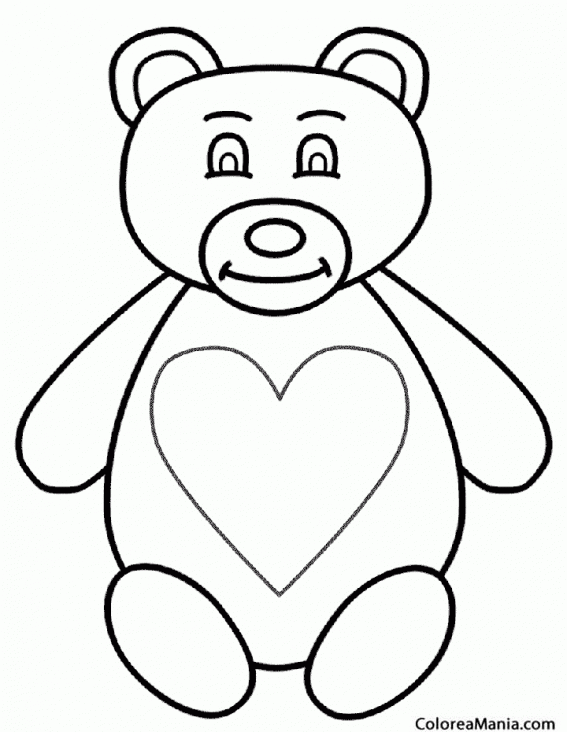 Colorear Oso Corazn 2