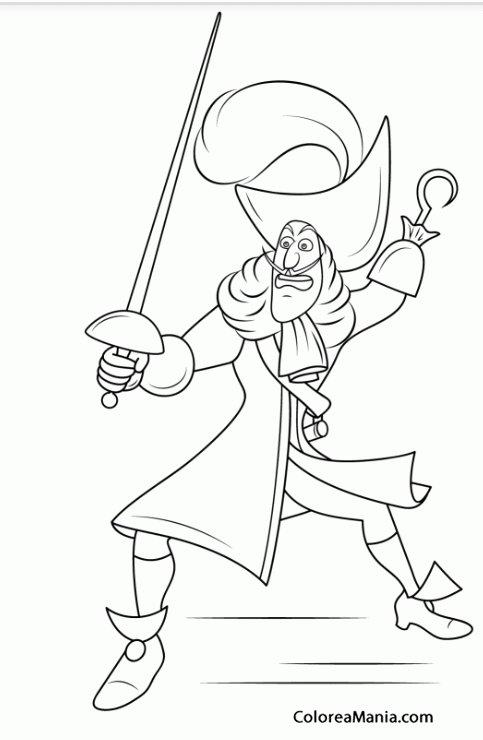 Colorear Capitán Garfio (Peter Pan), dibujo para colorear gratis Colorear Capitán Garfio (Peter Pan), dibujo para colorear gratis