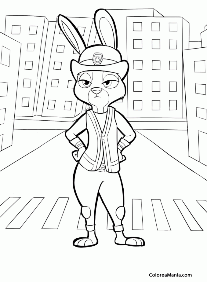 Colorear Judy Hopps, en un paso cebra