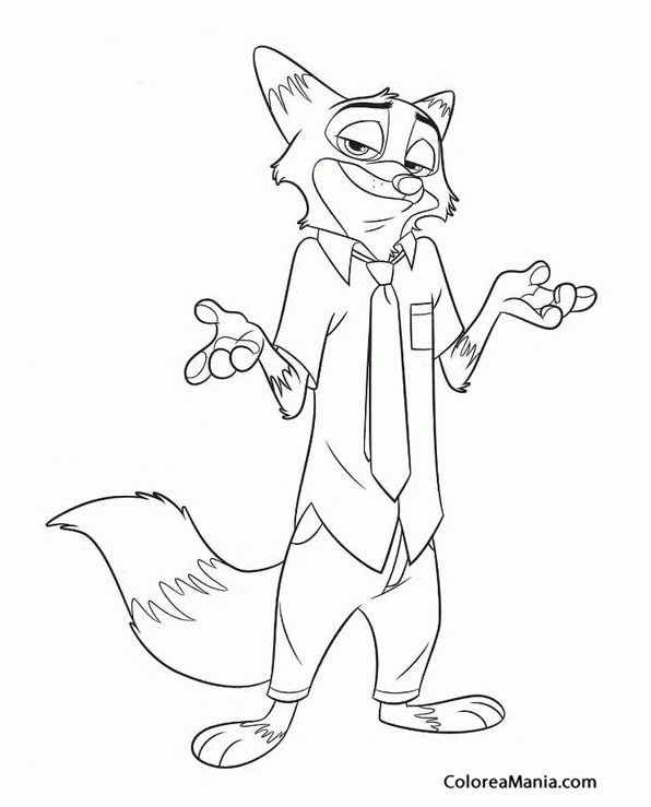 Colorear Nick Wilde se encoge de hombros