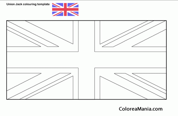 Colorear Union Jack Reini Unido (Banderas de paises), dibujo para colorear  gratis